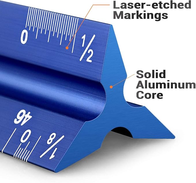 12" Architectural Scale Ruler Aluminum Architect Scale Triangular Scale Ruler - Image 4