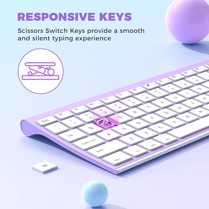 Wireless Keyboard and Mouse, Vssoplor 2.4GHz Rechargeable Compact Quiet - Image 4