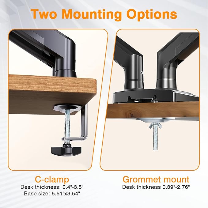 XEVKZO Dual Monitor Arms, Gas Spring Monitor Arms - Image 5