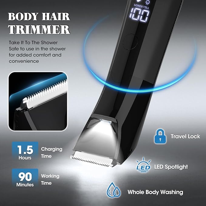 QREEYX Beard Trimmer for Men Groin & Body Hair Trimmer, Nose & Ear Clipper Head - Image 4