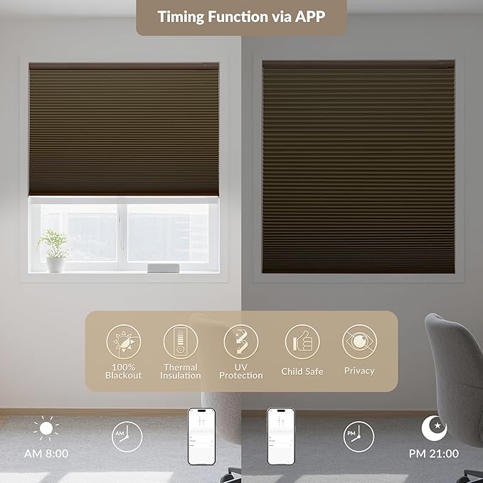 Boolegon No Drill Motorized Cellular Blinds - Image 4