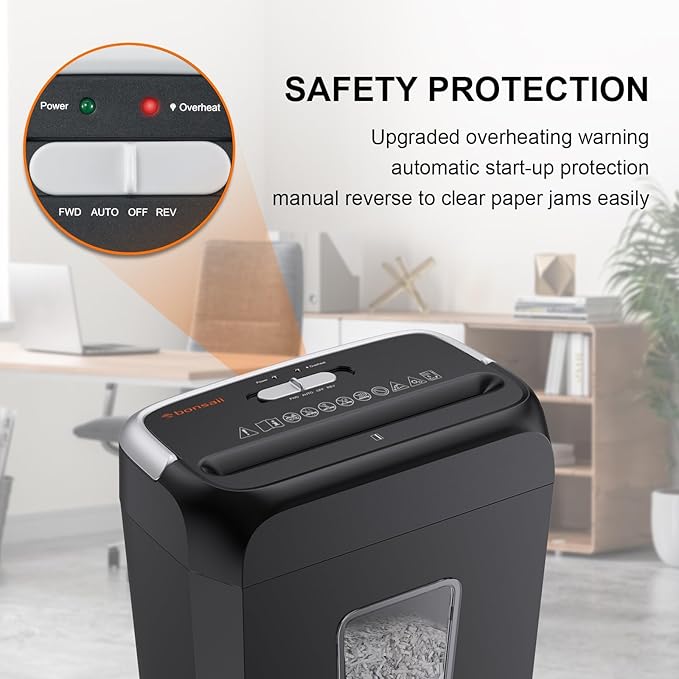 Bonsaii Paper Shredder, 3.4 Gals Wastebasket, 5-6 Sheet Crosscut Shredder - Image 4