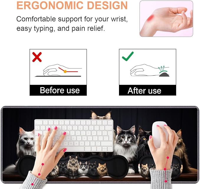 Ergonomic Keyboard Wrist Rest & Mouse Pad Wrist Rest Set, Large Gaming Desk Mat - Image 5