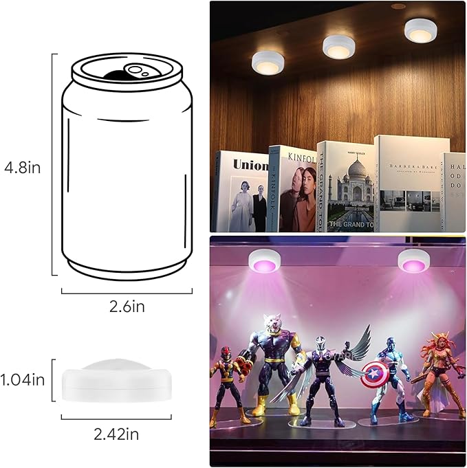 Yiliaw 6 Pack LED Puck Lights Remote Control 16 Color Changeable Under Cabinet - Image 6