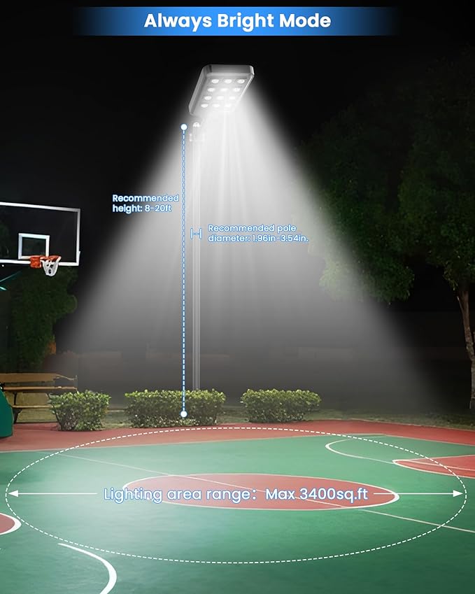 Gefolly G-13000W Solar Street Light Outdoor, Wide Angle Commercial Parking Lot - Image 4