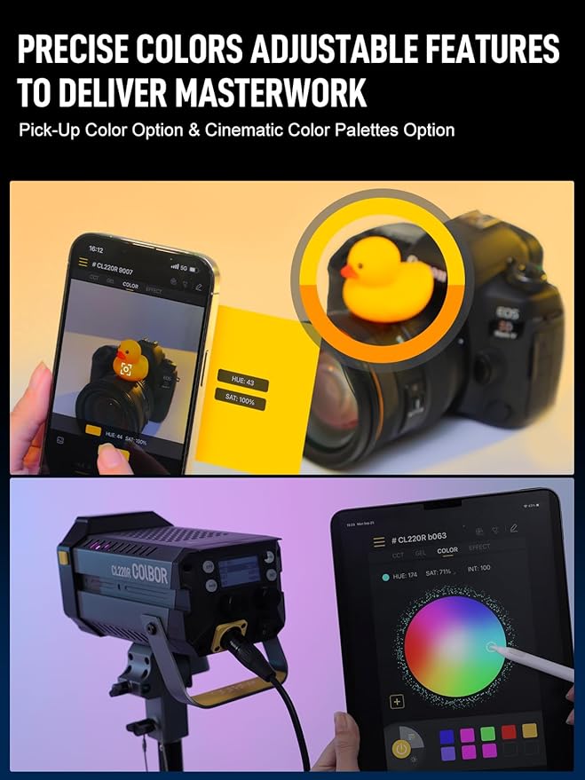 Video Light, COLBOR CL220R RGB 250W Max Continuous Lighting 2700-6500K CRI97+ 31 - Image 3