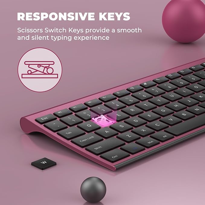 Rechargeable Wireless Keyboard and Mouse Combo, Vssoplor 2.4GHz Ultra Quiet & - Image 6
