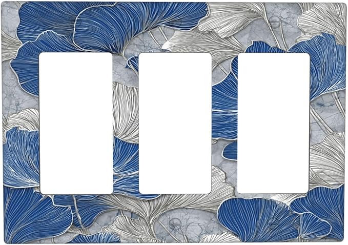 Bvtewkhz Abstract Blue Marble Plant Leaves 3 Gang Triple Rocker Decorative - Image 2