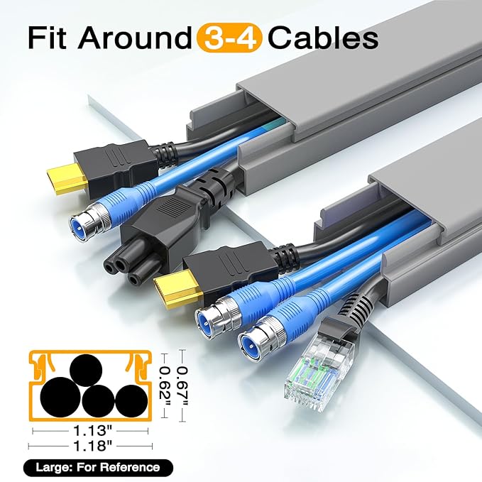 Delamu 157in Cord Hider, Cord Cover Wall Cable Management, Paintable Wire Cover - Image 3