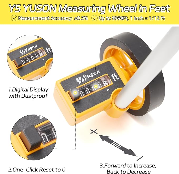 YS YUSON Rolling Measuring Wheel in Feet, Digital Measuring Wheel - Image 3