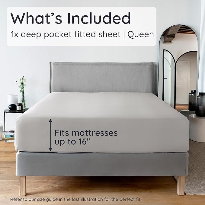Bambaw 100% Viscose Derived from Bamboo Fitted Sheet Queen Size, Cooling Fitted - Image 2