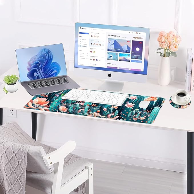BFUKVOU Large Keyboard Mouse Pad Set, Extended Mouse Pad+Keyboard Wrist Rest - Image 3