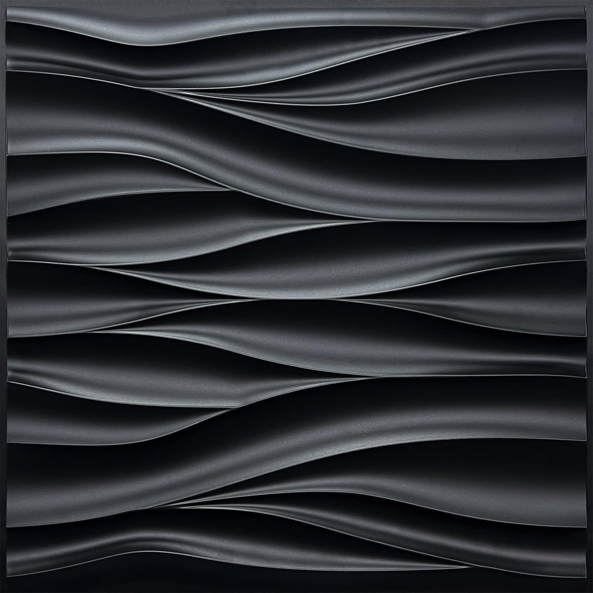STICKGOO Black 3D Wall Panels, Wave Design Textured PVC Wall Panels,