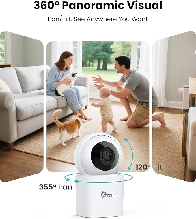 CAMSTRO 3K Indoor Security Camera, 360°PTZ Home Baby/Pet Monitor, Auto Tracking - Image 4
