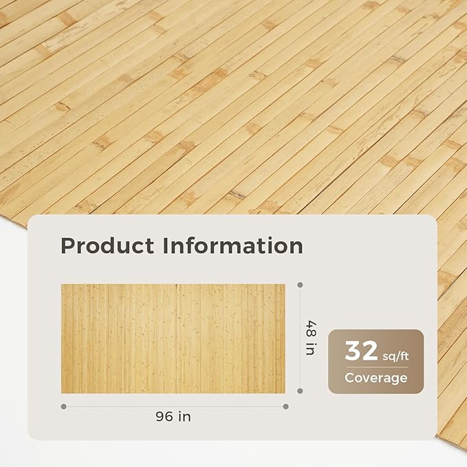 OUZUGIE 1 Pack 96x48 Inch Natural Bamboo Wall Panel – Natural Pole Wrap Paneling - Image 2