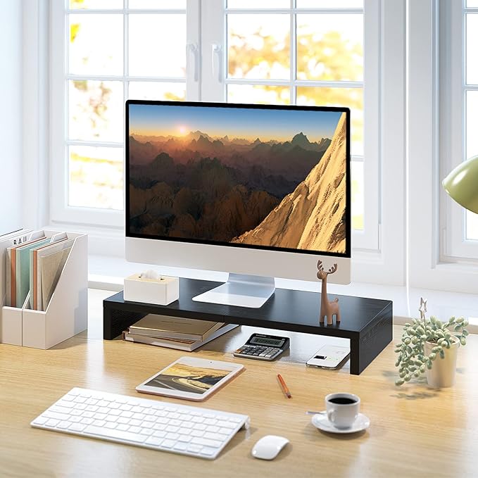 TEAMIX 20 Inch Monitor Stand Riser, Wood Monitor Riser - Image 8