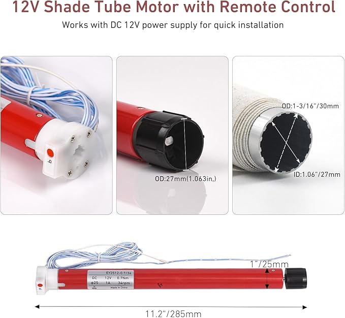 1-3/16inch RV Electric Roller Shade Replacement Motor - Image 2