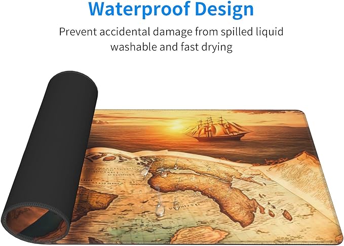 Antique World Map Extended Big Mouse Pad Large, XL Gaming Mouse Pad Desk Pad - Image 4