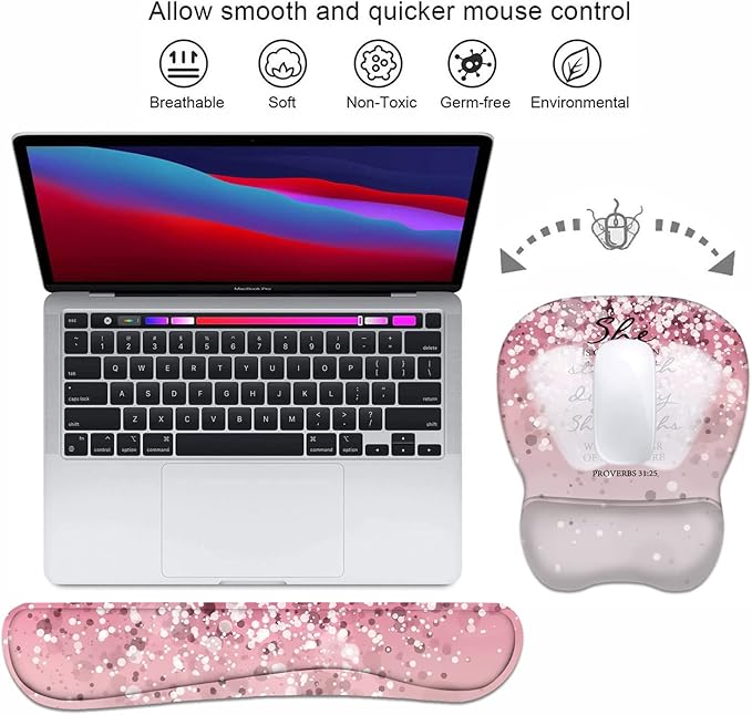 Ergonomic Mouse Pad Wrist Support and Keyboard Wrist Rest Set - Image 3