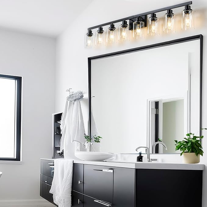 DIKAIDA 8 Light Bathroom Vanity Lights Over Mirror, 52inch Black Vanity Lights - Image 7