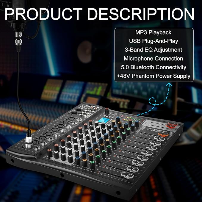 8 Channel Professional Audio Mixer - Image 2