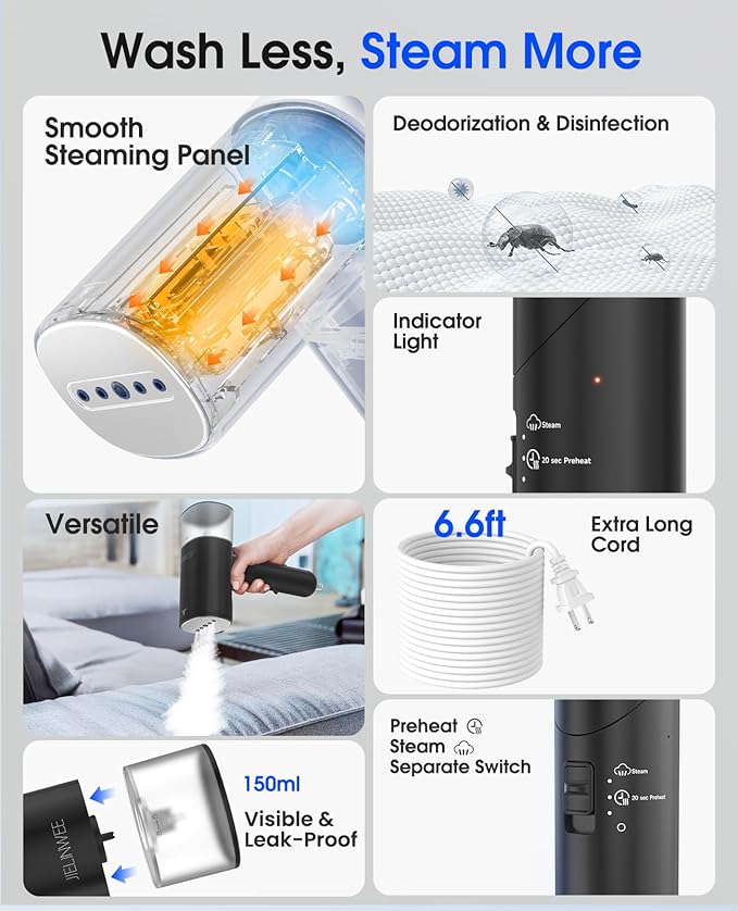 Handheld Steamer for Clothes, 1200W Foldable Travel Steamer, 20 Sec Preheat - Image 5
