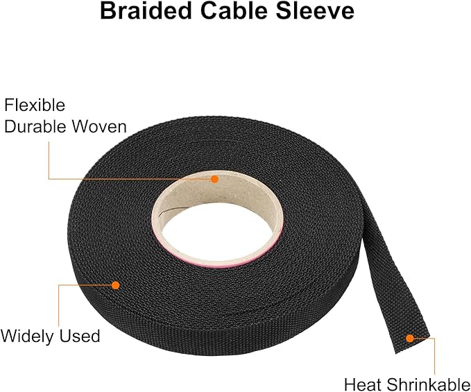 MECCANIXITY Braided Cable Sleeves Heat Shrinkable Fabric Sleeving, 1/2" 40ft - Image 4