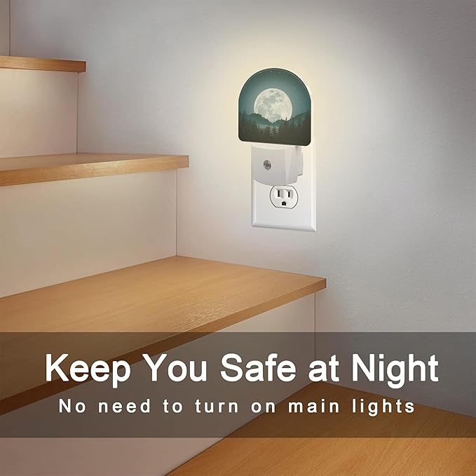Full Moon and Misty Forest Night Light Plug into Wall, Starry Sky and Forest - Image 6