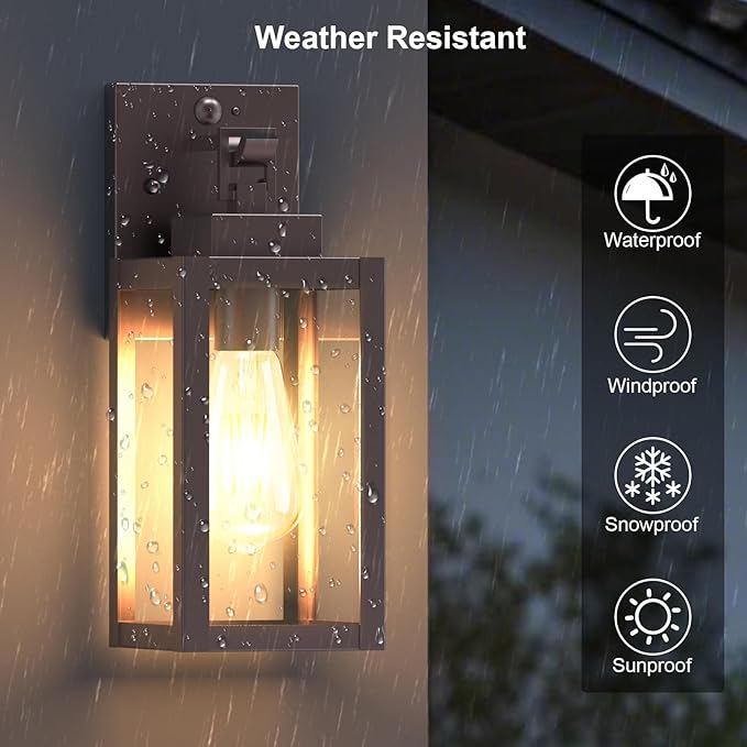 LTBLIGHT 2-Pack Motion Sensor Porch Lights Outdoor, Farmhouse Brown Dusk to - Image 5
