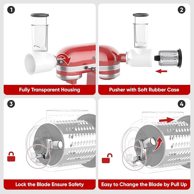 Slicer Shredder Attachments for KitchenAid Stand Mixers, Cheese Grater for - Image 3