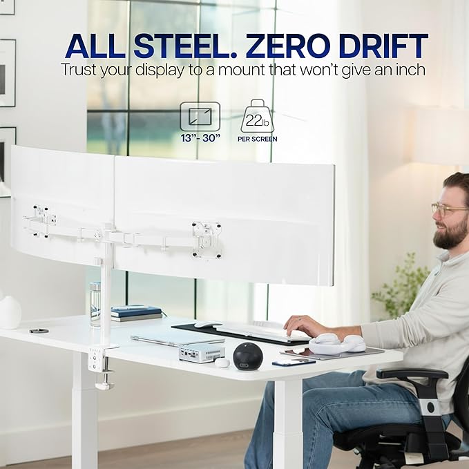 VIVO Dual Ultrawide Monitor Desk Mount, Heavy Duty Fully Adjustable Steel Stand - Image 2