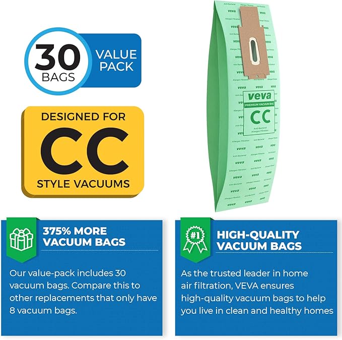 30 Pack Type CC Vacuum Bags for Oreck XL, 9000 Upright Vacuum Cleaner, - Image 3