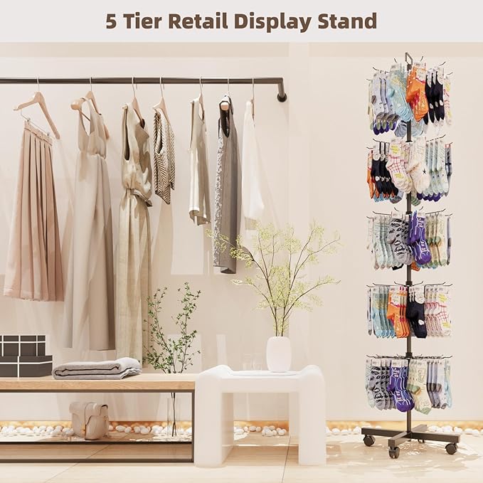 YEOOE Retail Display Racks 5 Tier Spinning Display Stand, Movable Shop Spinner - Image 5