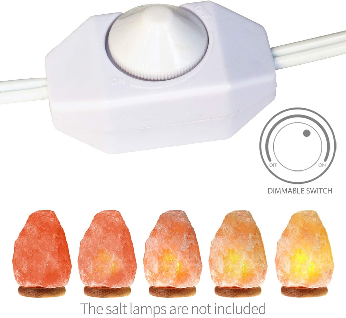 Salt Lamp Cord with Dimmer Control, Betus [Original Replacement] Power Cord with Dim Switch & Clip for All Himalayan Crystal Salt Lamps - UL Listed 6 Feet Long 110V US Standard