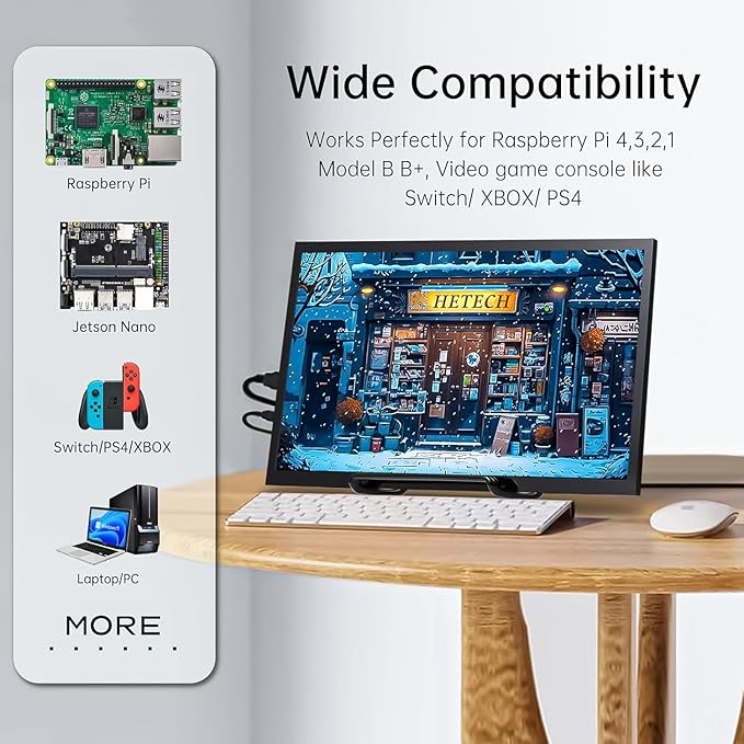 HMTECH 10.1 Inch Raspberry Pi Screen HDMI Monitor 1024x600 LCD Display 16:9 IPS - Image 5