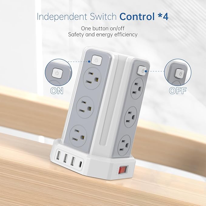 Power Strip Surge Protector, 10 Ft Extension Cord - Image 3