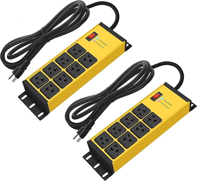 CCCEI 2PCS Heavy Duty Power Strip Surge Protector 20 AMP, 8 Outlets 12 Gauge by CCCEI