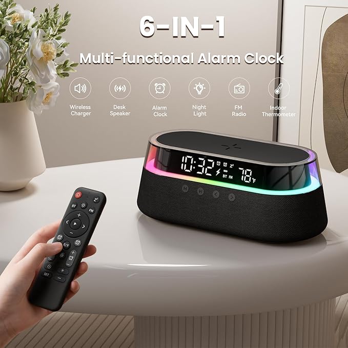 KUANGXIANG 6-in-1 Bluetooth Speaker Alarm Clock - Image 3