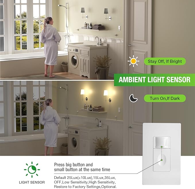 RAYZEEK Motion Sensor Light Switch, No Neutral Wire Required, No Ground Wire - Image 5