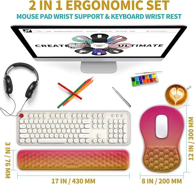 Hokafenle 2 in 1 Ergonomic Mouse Pad Wrist Support & Wrist Rest - Image 2