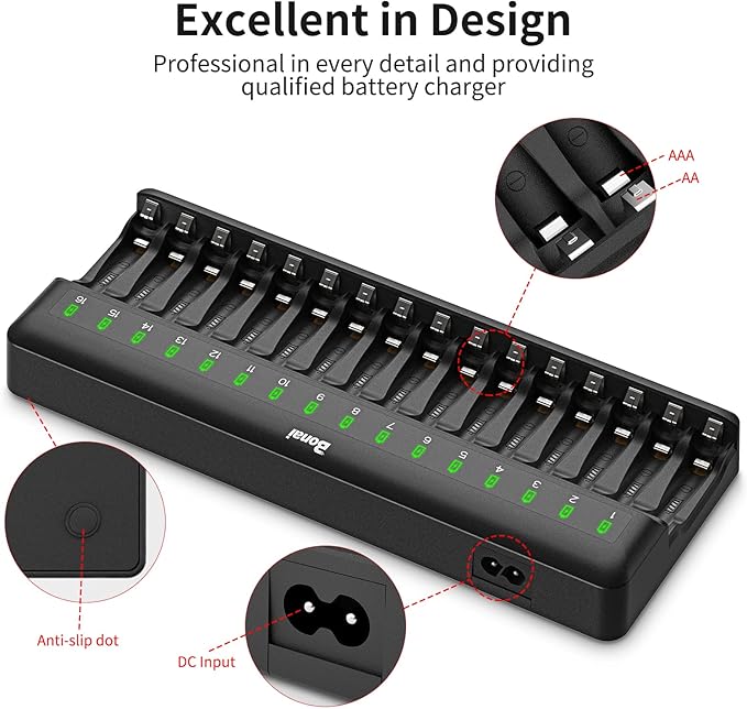 BONAI AA AAA Battery Charger 16 Bay - Image 7