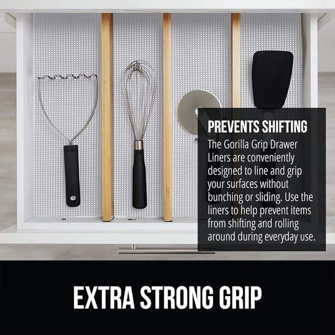 GORILLA GRIP powerGRIP Drawer Shelf and Cabinet Liner, Thick Strong Hold - Image 3