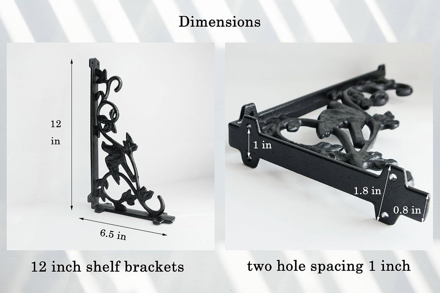 12 Inch Decorative Bird Shelf Brackets,2 Pack Cast Iron Shelf Supply,12''*6.5'' Antique Black Corbel,Screws Anchor Included