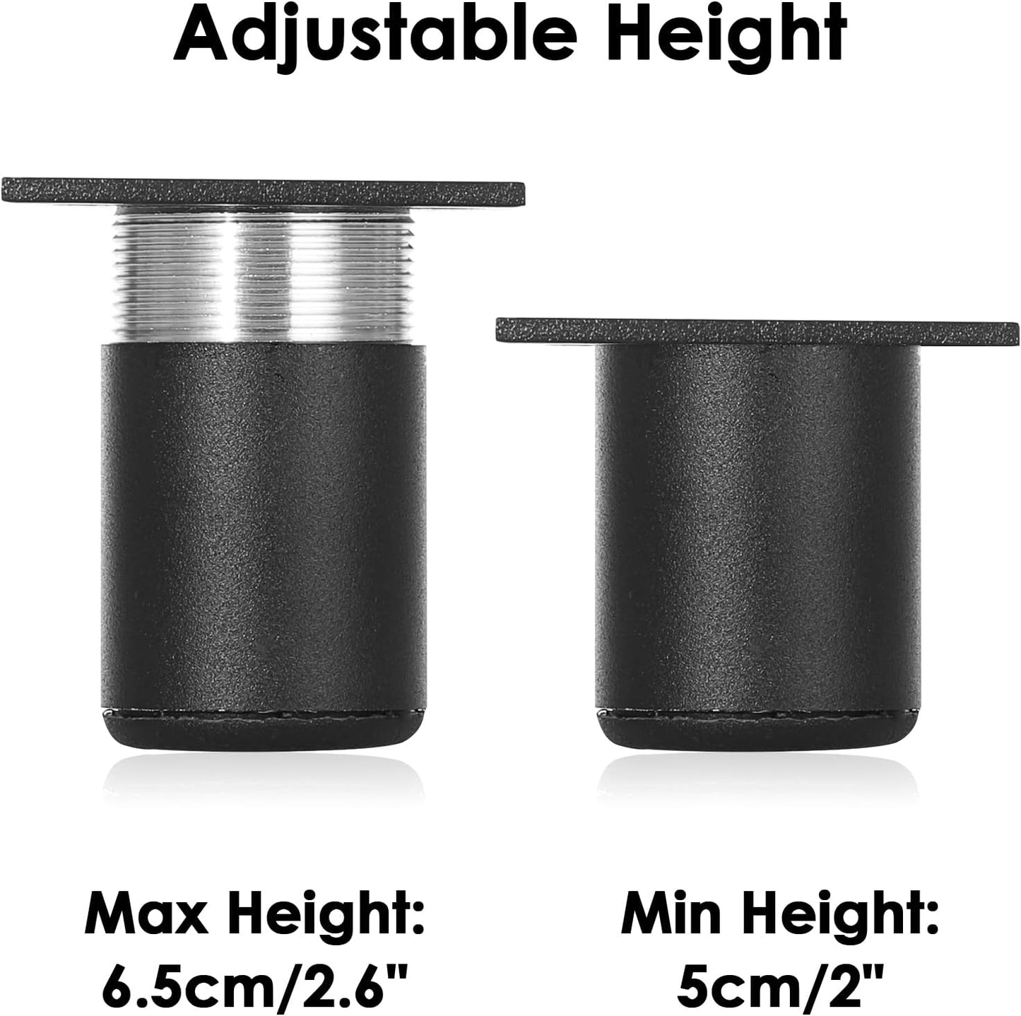 Sumnacon 4Pcs 2 Inch Aluminum Alloy Furniture Cabinet Legs - Adjustable Replacement Legs for Worktop/Unit/Breakfast Bar/Desk Table Black