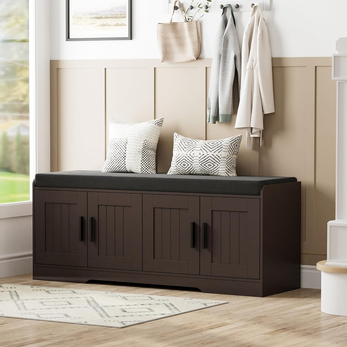 homleke shoe storage bench, 4 doors & thickened, main product view