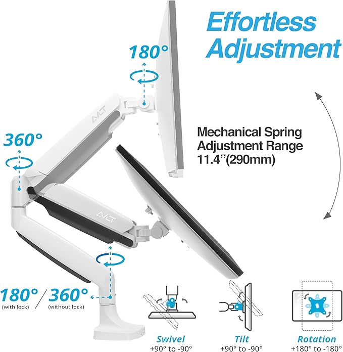 AVLT Single 17"-45" Monitor Arm Desk Mount Premium Mechanical Spring fits One - Image 3