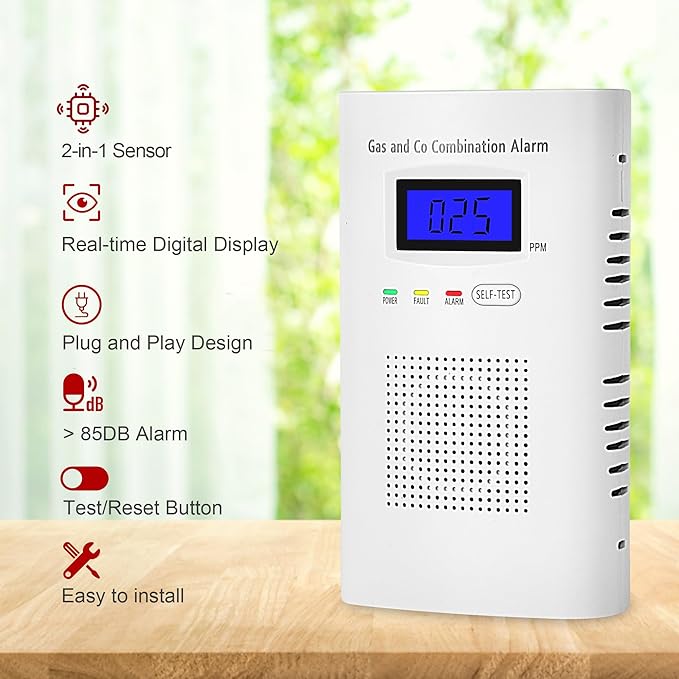 Combination Natural Gas Detector & Carbon Monoxide Detector, Plug in Carbon - Image 4