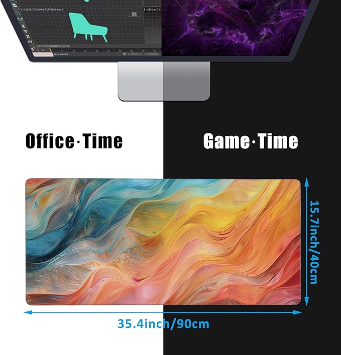 EOBKLAX Abstract Marble Desk Mat, Large Gaming Mouse Pad, Non-Slip Rubber Base - Image 2