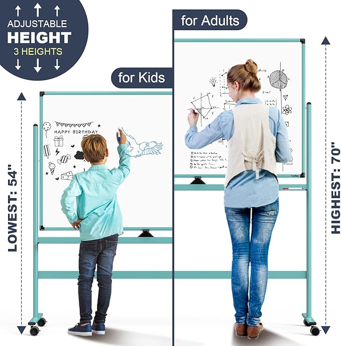 Rolling Whiteboard, 48x32 Inches Dry Erase Board - Image 2