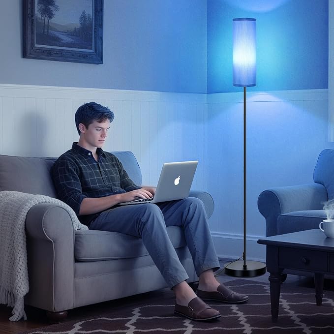 FRIDEKO HOME Floor Lamp with Blue Shade, Simple Design with Foot Pedal Switch - Image 8